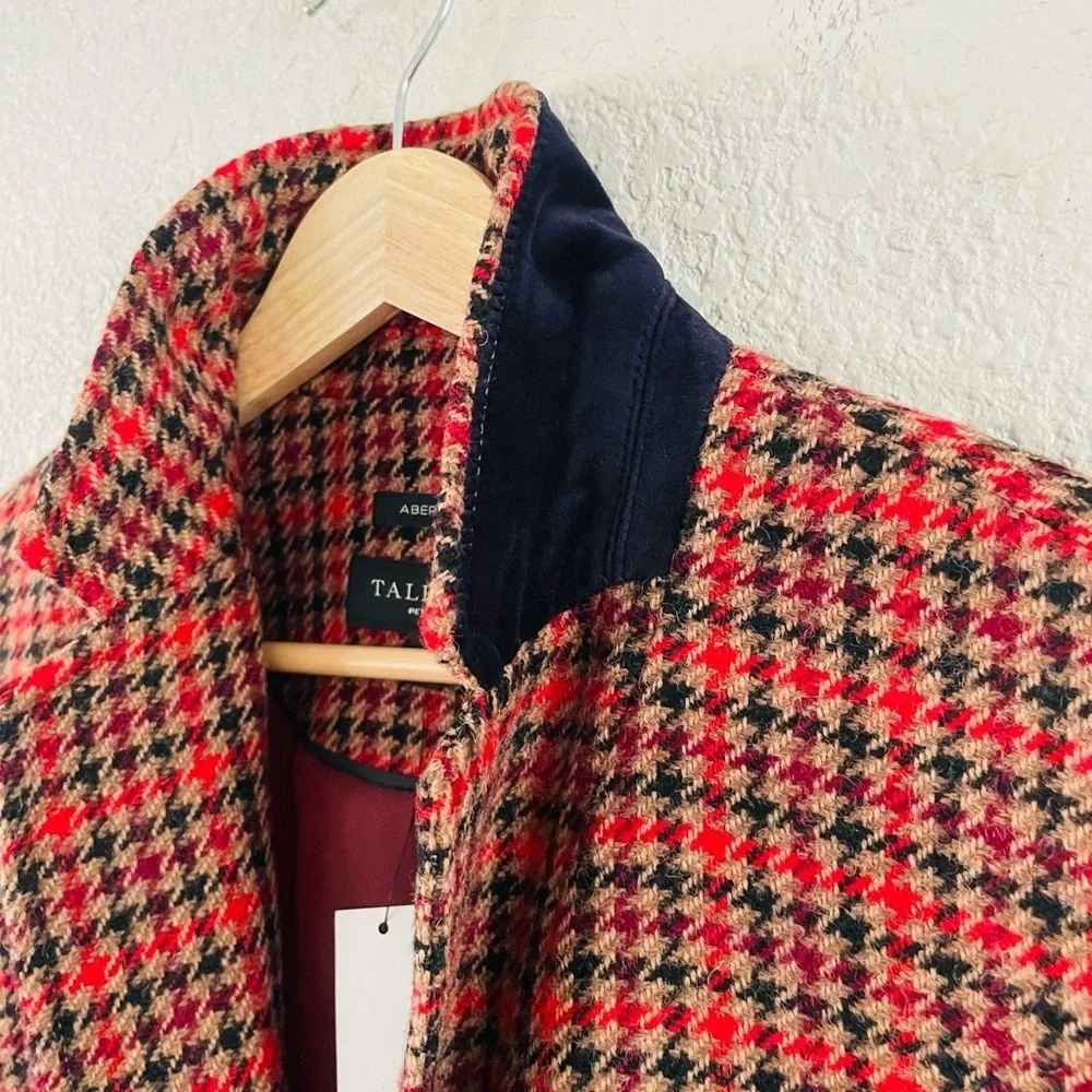 Talbots Petite Herringbone Plaid Velvet Collar Blazer - Picture 2 of 15